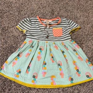 Matilda Jane Green Striped and Patterned Kids Dress